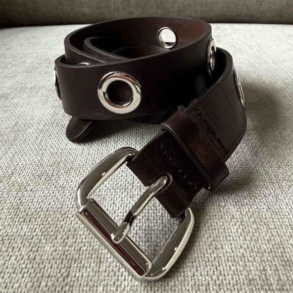 Massimo Dutti Accessories - Massimo Dutti Brown Leather Belt with Silver Grommet sz MEDIUM / 85cm